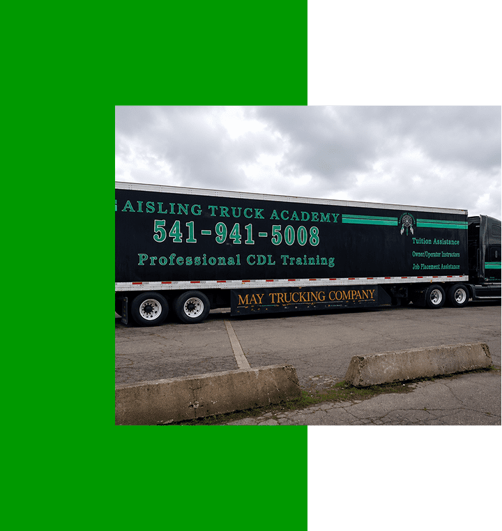 Truck academy advertisement on trailer